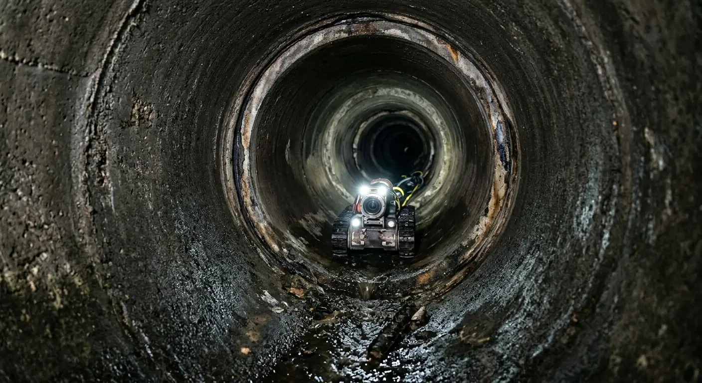 Robotic sewer camera inspecting pipe interior for Sewer Line Repair in Youngtown