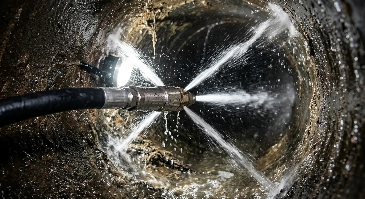 High-pressure hydro jetting nozzle cleaning sewer pipe for Storm Drain Cleaning in Youngtown